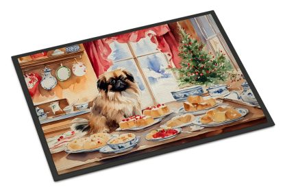 Pekingese Christmas Cookies Doormat Front Door Mat Indoor Outdoor Rugs for Entryway, Non Slip Washable Low Pile, 24H X 36W -K