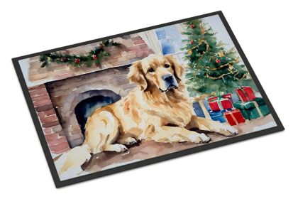 Golden Retriever Cozy Christmas Doormat Front Door Mat Indoor Outdoor Rugs for Entryway, Non Slip Washable Low Pile, 24H X 36W -E