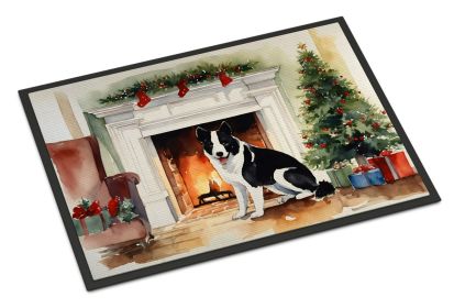 Karelian Bear Dog Cozy Christmas Doormat Front Door Mat Indoor Outdoor Rugs for Entryway, Non Slip Washable Low Pile, 24H X 36W -J