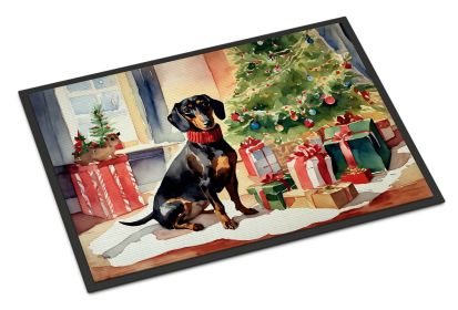 Dachshund Cozy Christmas Doormat Front Door Mat Indoor Outdoor Rugs for Entryway, Non Slip Washable Low Pile, 24H X 36W -B