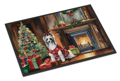 Chinese Crested Cozy Christmas Doormat Front Door Mat Indoor Outdoor Rugs for Entryway, Non Slip Washable Low Pile, 24H X 36W -B