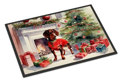 Dachshund Cozy Christmas Doormat Front Door Mat Indoor Outdoor Rugs for Entryway, Non Slip Washable Low Pile, 24H X 36W -M