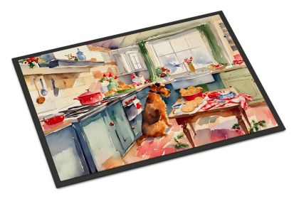 Airedale Terrier Christmas Cookies Doormat Front Door Mat Indoor Outdoor Rugs for Entryway, Non Slip Washable Low Pile, 24H X 36W -D