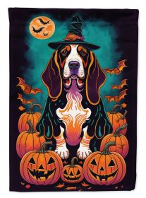 Basset Hound Witchy Halloween Garden Flag Mailbox Flag Decorative Yard Flag Banner Outside Patio Artwork Yard Flower Beds Garden