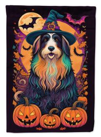 Bearded Collie Witchy Halloween Garden Flag Mailbox Flag Decorative Yard Flag Banner Outside Patio Artwork Yard Flower Beds Garden