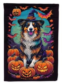 Australian Shepherd Witchy Halloween Garden Flag Mailbox Flag Decorative Yard Flag Banner Outside Patio Artwork Yard Flower Beds Garden