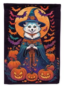 American Eskimo Witchy Halloween Garden Flag Mailbox Flag Decorative Yard Flag Banner Outside Patio Artwork Yard Flower Beds Garden