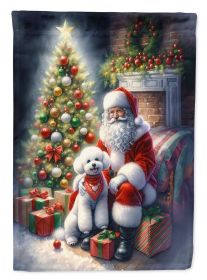Bichon Frise & Santa Claus Garden Flag Mailbox Flag Decorative Yard Flag Banner Outside Patio Artwork Yard Flower Beds Garden