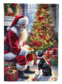 Boston Terrier & Santa Claus Garden Flag Mailbox Flag Decorative Yard Flag Banner Outside Patio Artwork Yard Flower Beds Garden