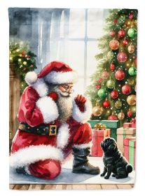 Black Pug & Santa Claus Garden Flag Mailbox Flag Decorative Yard Flag Banner Outside Patio Artwork Yard Flower Beds Garden