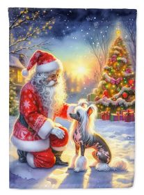 Chinese Crested & Santa Claus Garden Flag Mailbox Flag Decorative Yard Flag Banner Outside Patio Artwork Yard Flower Beds Garden