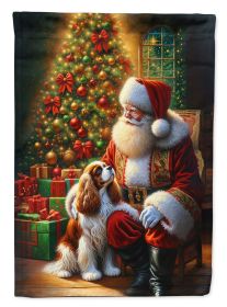 Cavalier Spaniel & Santa Claus Garden Flag Mailbox Flag Decorative Yard Flag Banner Outside Patio Artwork Yard Flower Beds Garden