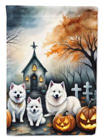 American Eskimo Spooky Halloween Garden Flag Mailbox Flag Decorative Yard Flag Banner Outside Patio Artwork Yard Flower Beds Garden