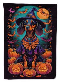 Black & Tan Dachshund Witchy Halloween Garden Flag Mailbox Flag Decorative Yard Flag Banner Outside Patio Artwork Yard Flower Beds Garden