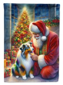 Australian Shepherd & Santa Claus Garden Flag Mailbox Flag Decorative Yard Flag Banner Outside Patio Artwork Yard Flower Beds Garden