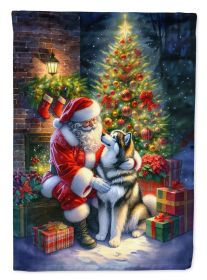 Alaskan Malamute & Santa Claus Garden Flag Mailbox Flag Decorative Yard Flag Banner Outside Patio Artwork Yard Flower Beds Garden