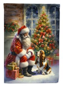 Basset Hound & Santa Claus Garden Flag Mailbox Flag Decorative Yard Flag Banner Outside Patio Artwork Yard Flower Beds Garden