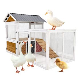 77"Large outdoor penWooden penduck coop with nest box bird cage rabbit cage - waterproof PVC board (yellow brown gradient 80°)L