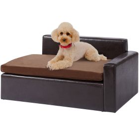 VEVOR Pet Sofa Dog Couch for Medium-Sized Dogs & s Soft Leather Dog Sofa Bed 110 lbs Loading  Sofa Black