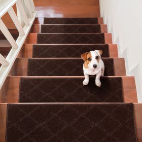 VEVOR Stair Treads Carpet Non Slip 9" x 28" Indoor Stair Runner Anti Slip Carpet Soft Edging Stair Rugs Mats for Dogs 15 pcs Brown