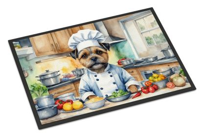 Border Terrier The Chef Doormat Front Door Mat Indoor Outdoor Rugs for Entryway, Non Slip Washable Low Pile, 18H X 27W -D