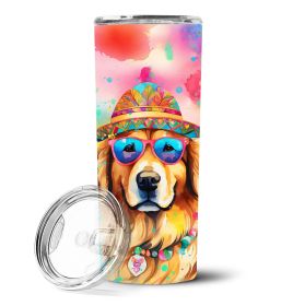 Golden Retriever Hippie Dawg Stainless Steel Skinny Tumbler Vacuum Double Walled Reusable Insulated Tumbler Travel Cup Coffee Cocktails Lid 20 oz