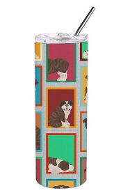 Lots of Brindle English Bulldog Stainless Steel Skinny Tumbler Vacuum Double Walled Reusable Insulated Travel Cup for Coffee with Lid, 20 oz -H