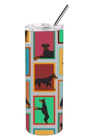 Lots of Doberman Pinscher Stainless Steel Skinny Tumbler Vacuum Double Walled Reusable Insulated Travel Cup for Coffee with Lid, 20 oz -C