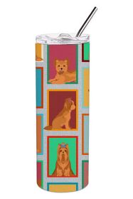 Lots of Red Yorkie Stainless Steel Skinny Tumbler Vacuum Double Walled Reusable Insulated Travel Cup for Coffee with Lid, 20 oz -J