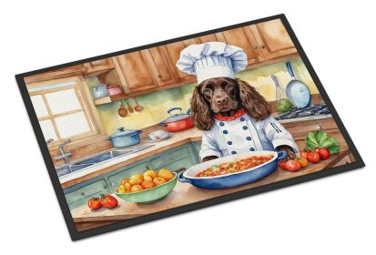 Boykin Spaniel The Chef Doormat Front Door Mat Indoor Outdoor Rugs for Entryway, Non Slip Washable Low Pile, 18H X 27W -H