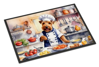 Welsh Terrier The Chef Doormat Front Door Mat Indoor Outdoor Rugs for Entryway, Non Slip Washable Low Pile, 18H X 27W -I