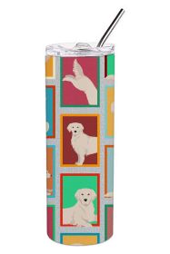 Lots of Cream Golden Retriever Stainless Steel Skinny Tumbler Vacuum Double Walled Reusable Insulated Travel Cup for Coffee with Lid, 20 oz -A