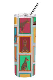 Lots of Red Doberman Pinscher Stainless Steel Skinny Tumbler Vacuum Double Walled Reusable Insulated Travel Cup for Coffee with Lid, 20 oz -G