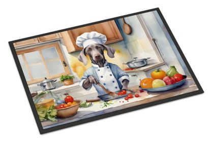 Weimaraner The Chef Doormat Front Door Mat Indoor Outdoor Rugs for Entryway, Non Slip Washable Low Pile, 18H X 27W -L