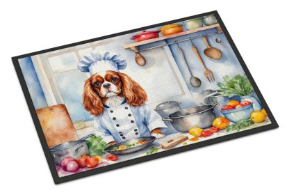 Cavalier Spaniel The Chef Doormat Front Door Mat Indoor Outdoor Rugs for Entryway, Non Slip Washable Low Pile, 18H X 27W -A