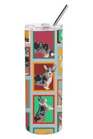 Lots of Blue Merle Welsh Cardigan Corgi Stainless Steel Skinny Tumbler Vacuum Double Walled Reusable Insulated Travel Cup for Coffee with Lid -D