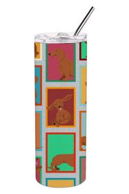 Lots of Red Dachshund Stainless Steel Skinny Tumbler Vacuum Double Walled Reusable Insulated Travel Cup for Coffee with Lid, 20 oz -F