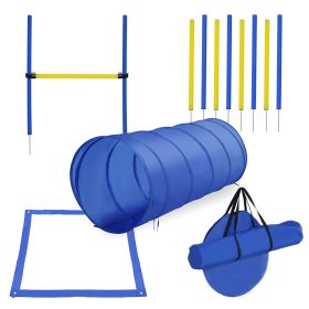 PawHut Dog Agility Tools 4PCS Set PE Jumps Stop Box Outdoor Training Equipment Blue Yellow-Y