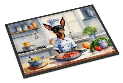 Miniature Pinscher The Chef Doormat Front Door Mat Indoor Outdoor Rugs for Entryway, Non Slip Washable Low Pile, 18H X 27W -A