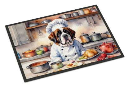 Saint Bernard The Chef Doormat Front Door Mat Indoor Outdoor Rugs for Entryway, Non Slip Washable Low Pile, 18H X 27W -I