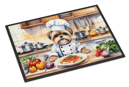 Lhasa Apso The Chef Doormat Front Door Mat Indoor Outdoor Rugs for Entryway, Non Slip Washable Low Pile, 18H X 27W -D