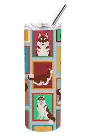 Lots of Red Siberian Husky Stainless Steel Skinny Tumbler Vacuum Double Walled Reusable Insulated Travel Cup for Coffee with Lid, 20 oz -I