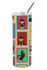 Lots of Black and Tan Pomeranian Stainless Steel Skinny Tumbler Vacuum Double Walled Reusable Insulated Travel Cup for Coffee with Lid, 20 oz -C