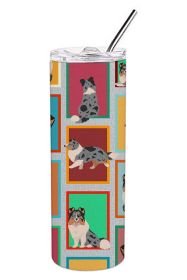 Lots of Blue Merle Sheltie Stainless Steel Skinny Tumbler Vacuum Double Walled Reusable Insulated Travel Cup for Coffee with Lid, 20 oz -C