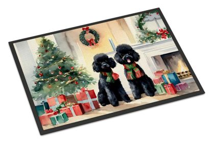 Poodle Cozy Christmas Doormat Front Door Mat Indoor Outdoor Rugs for Entryway, Non Slip Washable Low Pile, 18H X 27W -M