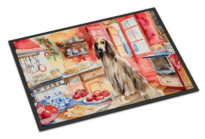 Afghan Hound Christmas Cookies Doormat Front Door Mat Indoor Outdoor Rugs for Entryway, Non Slip Washable Low Pile, 18H X 27W -H
