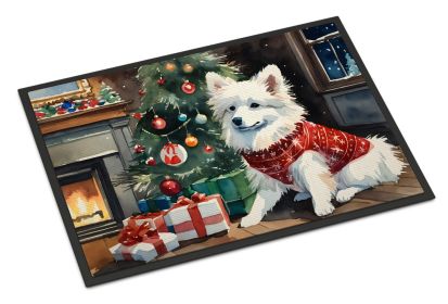 American Eskimo Cozy Christmas Doormat Front Door Mat Indoor Outdoor Rugs for Entryway, Non Slip Washable Low Pile, 18H X 27W -A