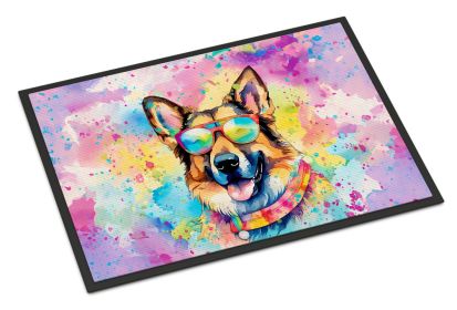 German Shepherd Hippie Dawg Doormat Front Door Mat Indoor Outdoor Rugs for Entryway, Non Slip Washable Low Pile, 18H X 27W -F