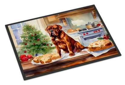 Dogue de Bordeaux Christmas Cookies Doormat Front Door Mat Indoor Outdoor Rugs for Entryway, Non Slip Washable Low Pile, 18H X 27W -H