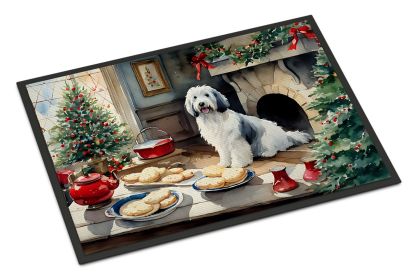 Old English Sheepdog Christmas Cookies Doormat Front Door Mat Indoor Outdoor Rugs for Entryway, Non Slip Washable Low Pile, 18H X 27W -F